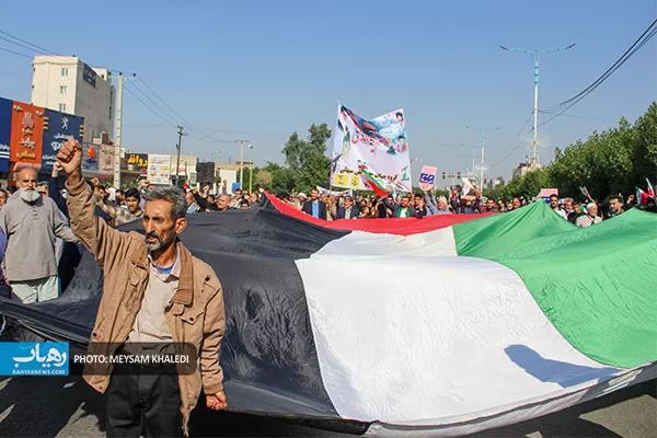 راهپیمایی خوزستانی‌ها درحمایت از مردم مظلوم غزه